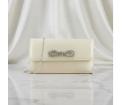 Společenská kabelka saténová s mašlí beige