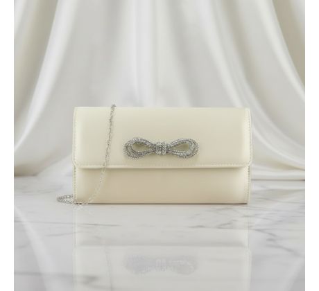 Společenská kabelka saténová s mašlí beige