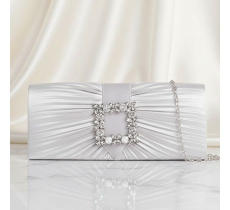 Společenská kabelka se stříbrnou ozdobou stříbrná