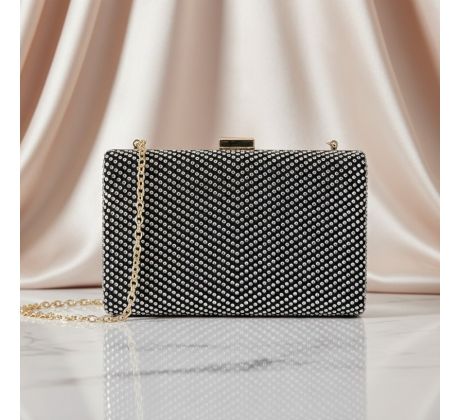Společenská kabelka clutch s kamínky černá