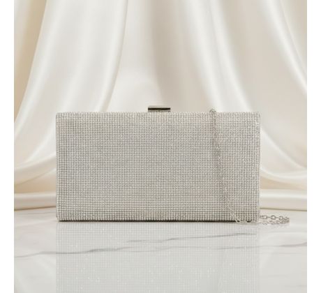 Společenská kabelka s kamínky stříbrná 3