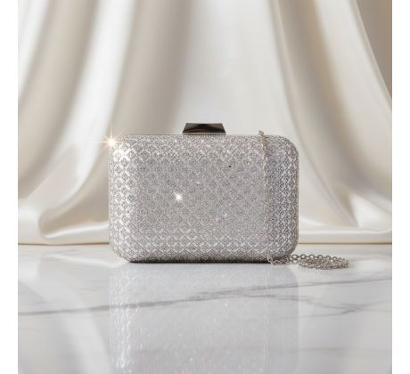 Společenská kabelka clutch stříbrná 1