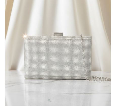 Společenská kabelka s kamínky stříbrná 1
