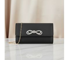 Společenská kabelka saténová s mašlí černá