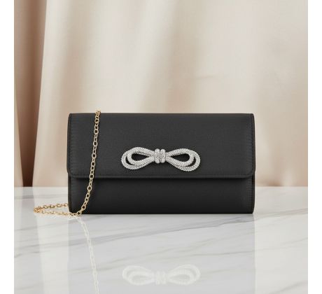 Společenská kabelka saténová s mašlí černá