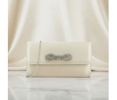 Společenská kabelka saténová s mašlí ivory