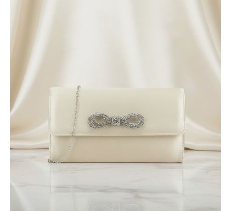 Společenská kabelka saténová s mašlí ivory