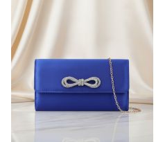 Společenská kabelka saténová s mašlí modrá