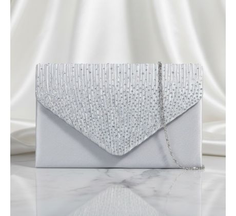 Společenská kabelka s kamínky stříbrná 7
