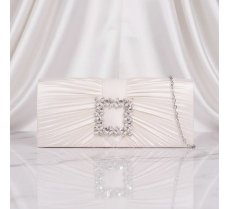 Společenská kabelka se stříbrnou ozdobou ivory