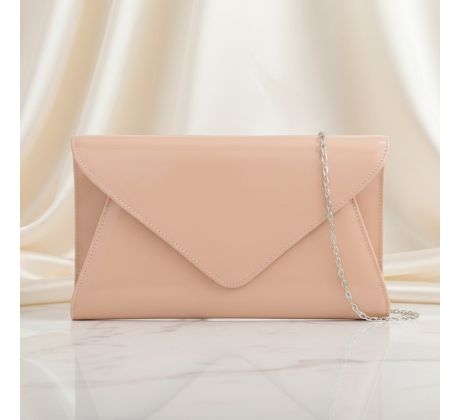 Společenská kabelka lesklá nude 2