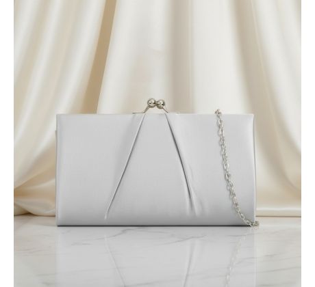 Společenská kabelka saténová stříbrná 2