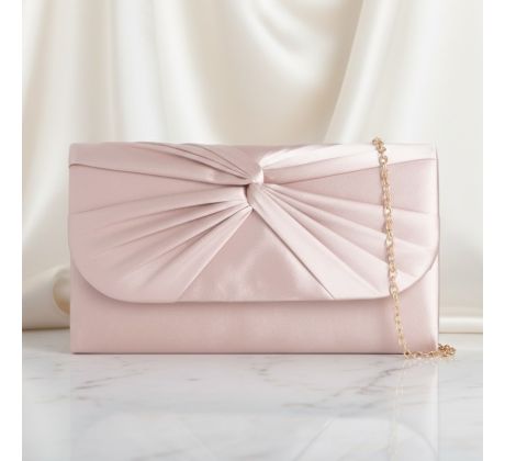 Společenská kabelka saténová s uzlem nude