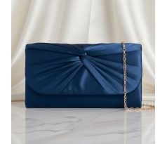 Společenská kabelka saténová s uzlem modrá