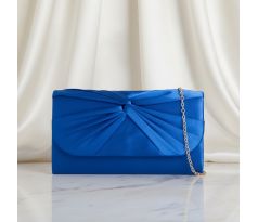 Společenská kabelka saténová s uzlem královská modrá