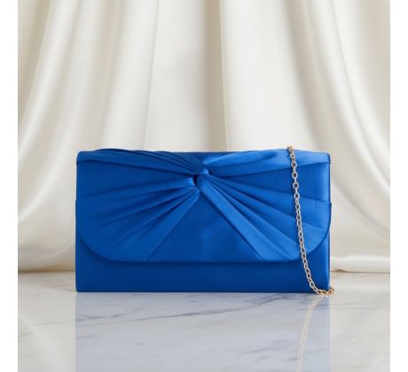 Společenská kabelka saténová s uzlem královská modrá