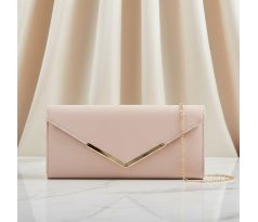 Společenská kabelka nude se zlatými doplňky 1