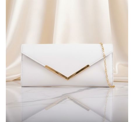 Společenská kabelka bílá se zlatými doplňky 1