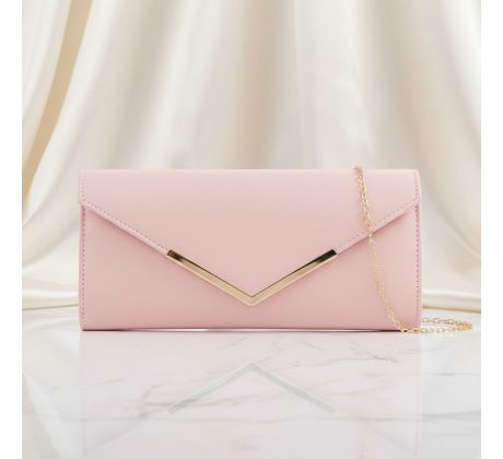 Společenská kabelka růžová se zlatými doplňky