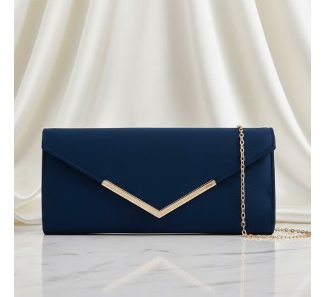 Společenská kabelka modrá se zlatými doplňky