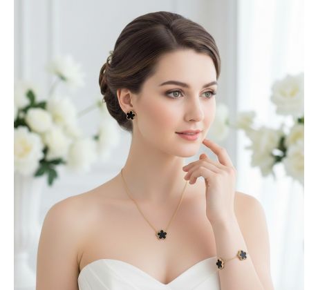 Set černý - náhrdelník, náramek a náušnice