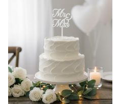 Akrylový zápich Mr. & Mrs. bílý 1