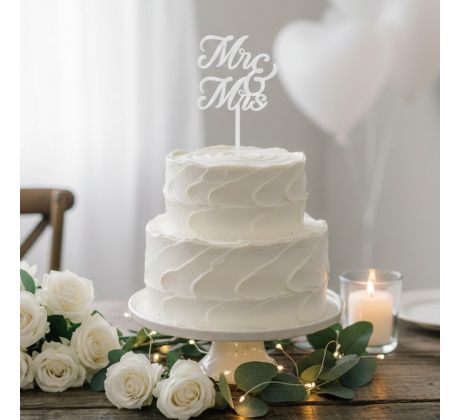 Akrylový zápich Mr. & Mrs. bílý 1