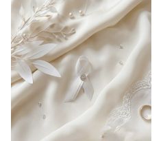 Svatební vývazek jednoduchý s kamínky krémový