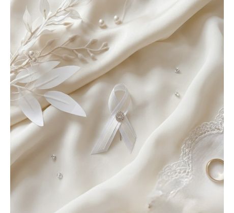 Svatební vývazek jednoduchý s kamínky krémový