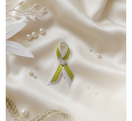 Svatební vývazek jednoduchý s kamínky zelený