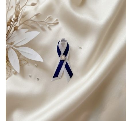 Svatební vývazek jednoduchý s kamínky královsky modrý