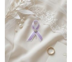 Svatební vývazek jednoduchý s kamínky fialový