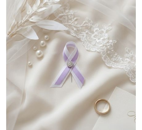 Svatební vývazek jednoduchý s kamínky fialový