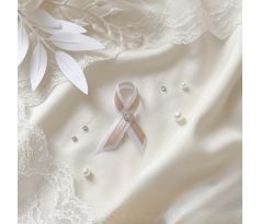 Svatební vývazek jednoduchý s kamínky kávový