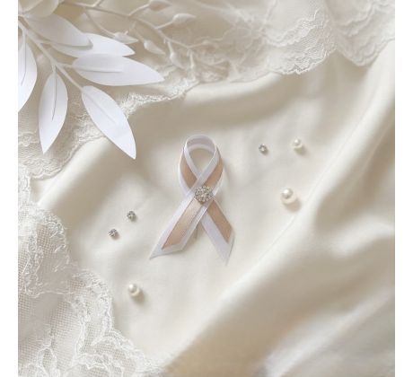 Svatební vývazek jednoduchý s kamínky kávový