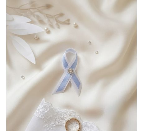 Svatební vývazek jednoduchý s kamínky modrý