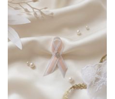 Svatební vývazek jednoduchý s kamínky broskvový