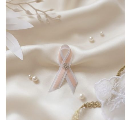 Svatební vývazek jednoduchý s kamínky broskvový