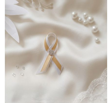 Svatební vývazek jednoduchý s kamínky zlatý