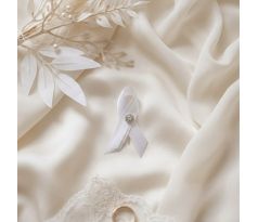 Svatební vývazek jednoduchý s kamínky bílý