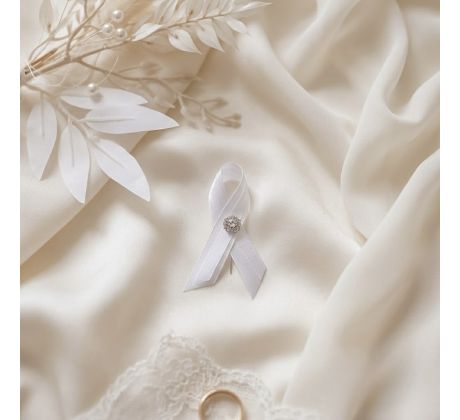 Svatební vývazek jednoduchý s kamínky bílý