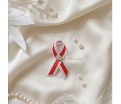 Svatební vývazek jednoduchý s kamínky červený