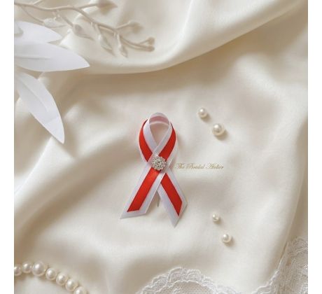 Svatební vývazek jednoduchý s kamínky červený