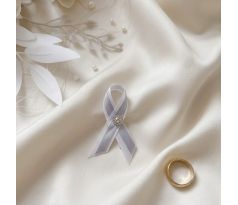 Svatební vývazek jednoduchý s kamínky stříbrný