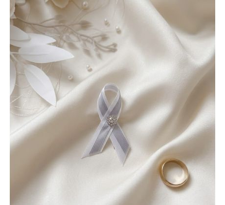 Svatební vývazek jednoduchý s kamínky stříbrný