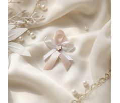 Svatební vývazek jednoduchý se srdíčkem broskvový