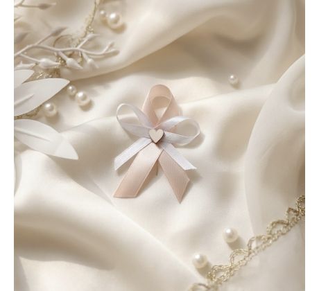 Svatební vývazek jednoduchý se srdíčkem broskvový