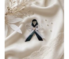 Svatební vývazek jednoduchý se srdíčkem smaragdově zelený