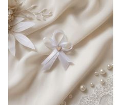 Svatební vývazek jednoduchý se srdíčkem bílý