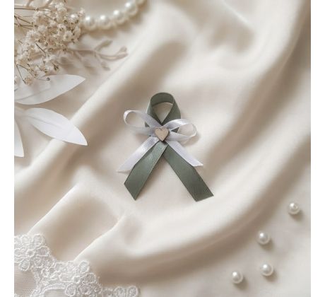 Svatební vývazek jednoduchý se srdíčkem šalvějový